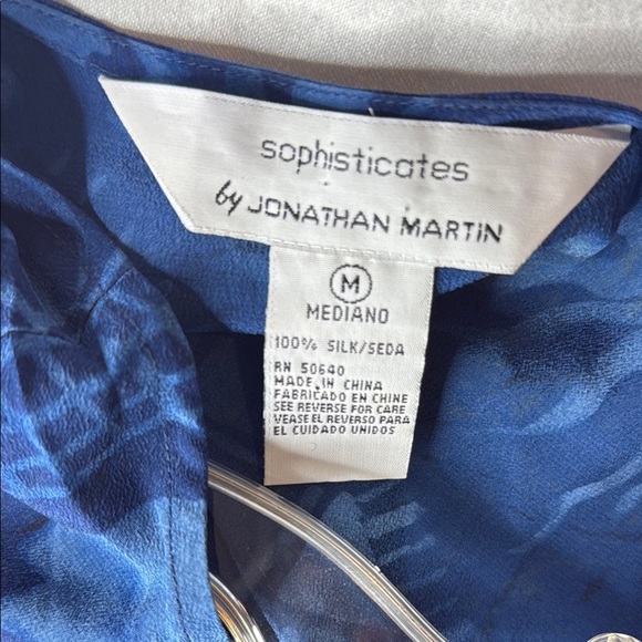 Jonathan Martin Navy Blue Patterned Sleeveless Top - Picture 6 of 6